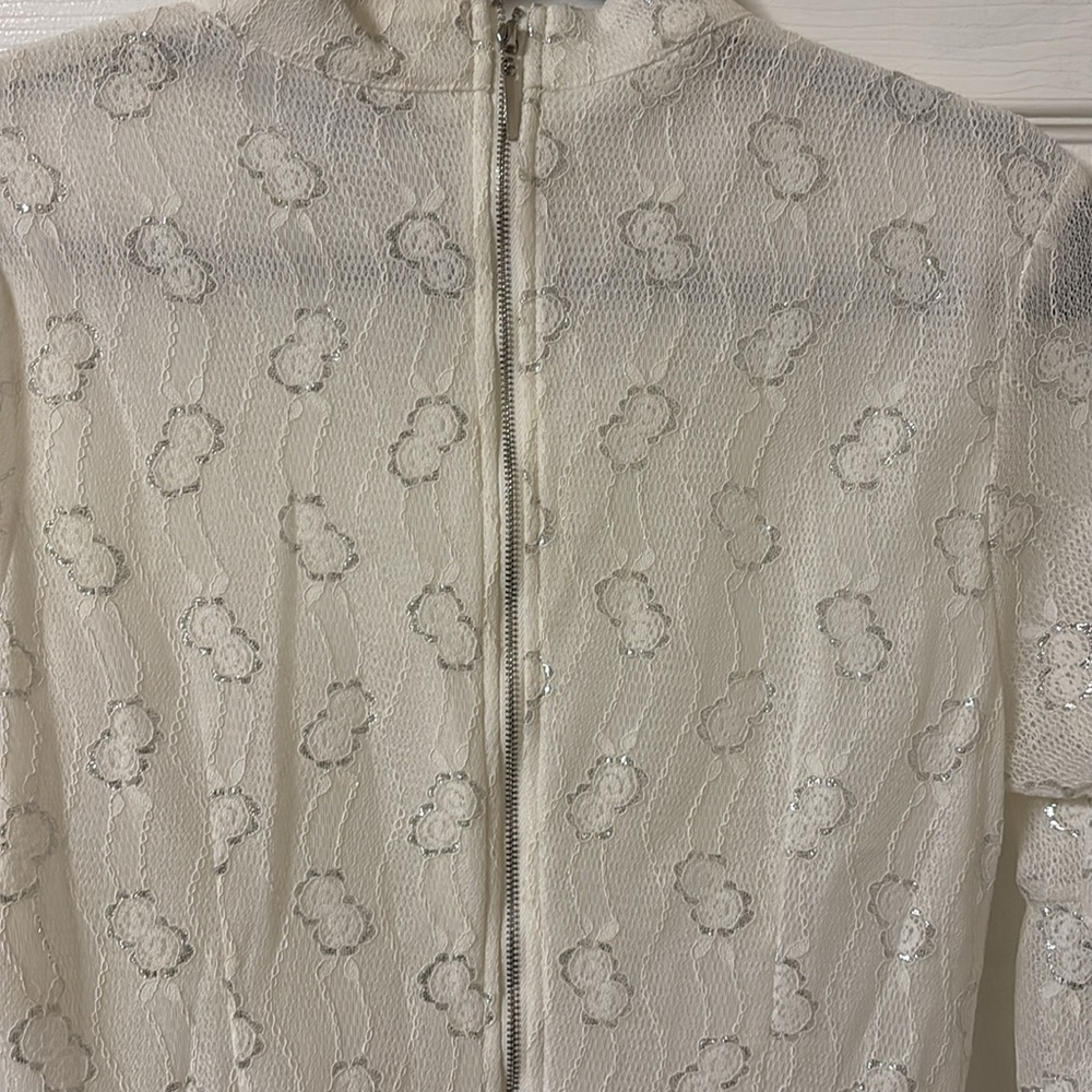 Cream w/ silver detail Lace High-Low Dress – Plus Size Elegant Party Dress (XL) - Picture 12 of 15